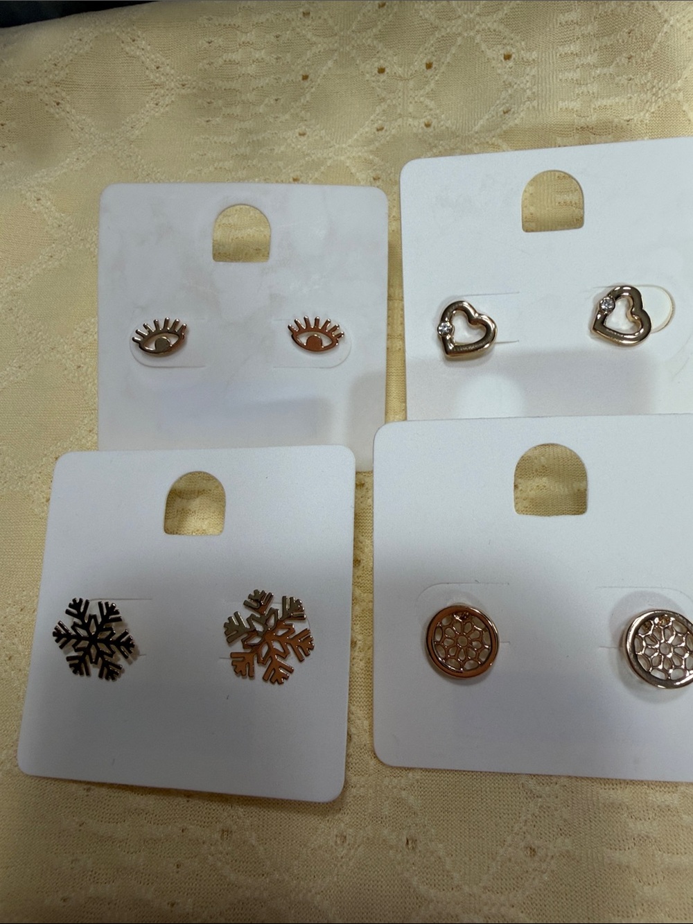Women's Gold tone Stud Earring Set - 4 Pairs